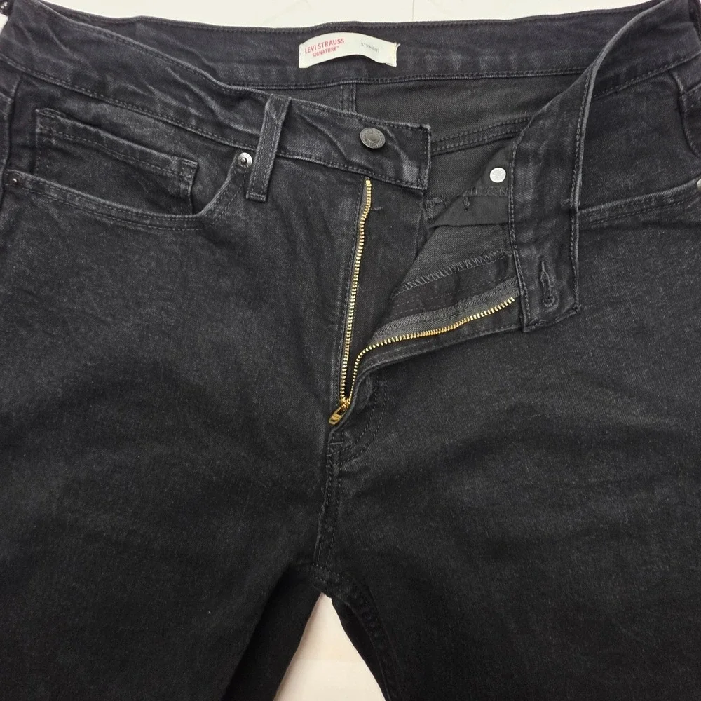 Levi Strauss Signature Mens Straight Fit Black Jeans 36x34 58988-0071